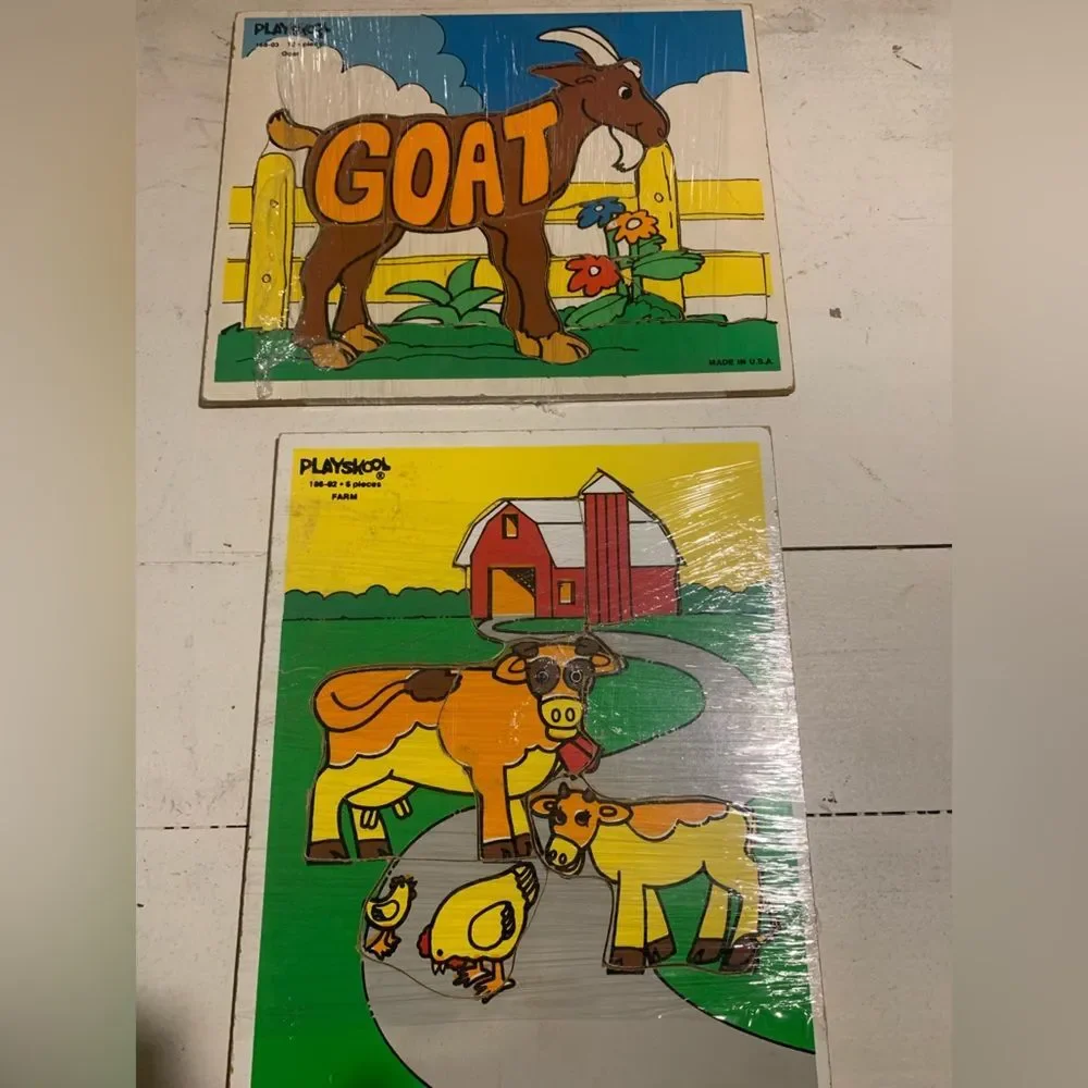 Playskool set of 2 farm wooden puzzles